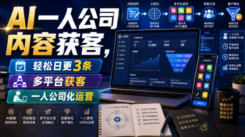 AI一人公司内容获客：日更3条爆款，用Obsidian+AI提效