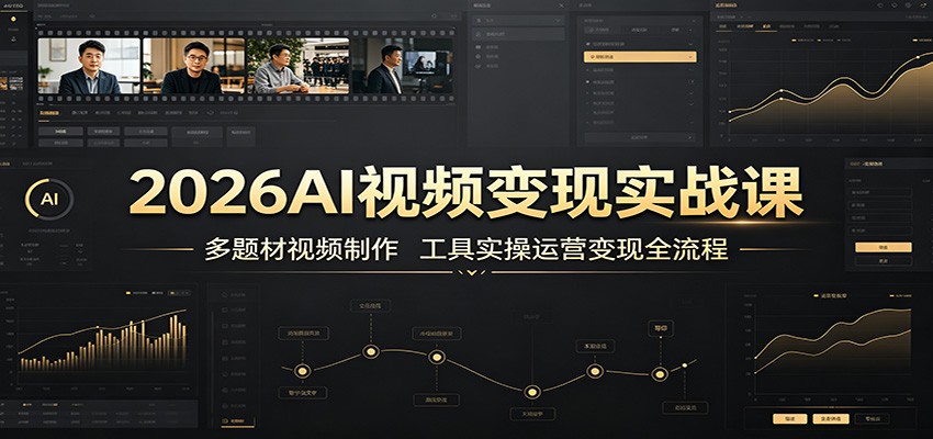 2026AI视频变现实战课：多题材制作+工具实操运营全流程