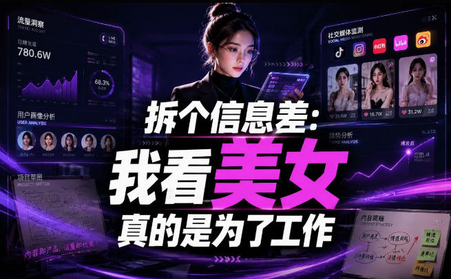 理直气壮看美女赚钱:信息差项目新玩法,副业越看越富裕 理直气壮看美女赚钱:信息差项目新玩法,副业越看越富裕