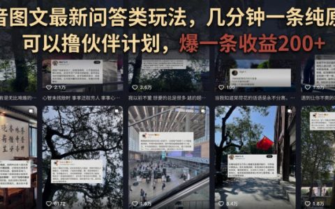 抖音图文问答玩法教程，几分钟一条纯原创，新手可做伙伴计划