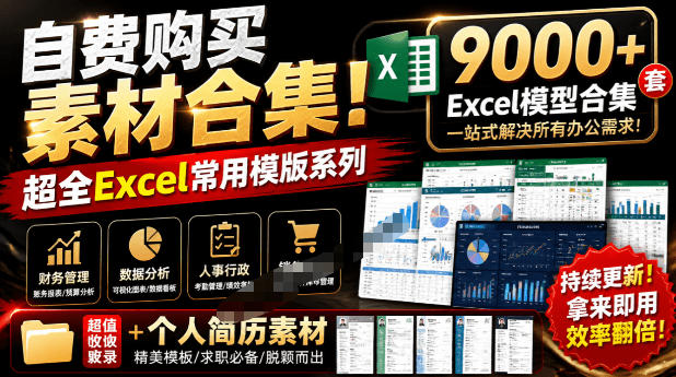 自费900步骤0+套Excel模板合集！分类清晰含简历，职场办公必备素材