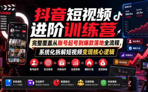 抖音短视频进阶训练营 账号起号爆款落地 系统拆解变现核心逻辑