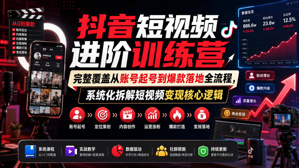 抖音短视频进阶训练营 账号起号爆款落地 系统拆解变现核心逻辑