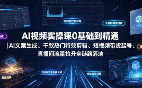 AI视频实操课0基础到精通：DeepSeek文案+剪映特效+带货起号全链路