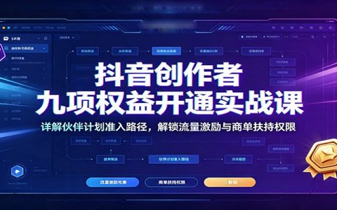 抖音创作者九项权益开通实战：伙伴计划准入与流量商单扶持详解
