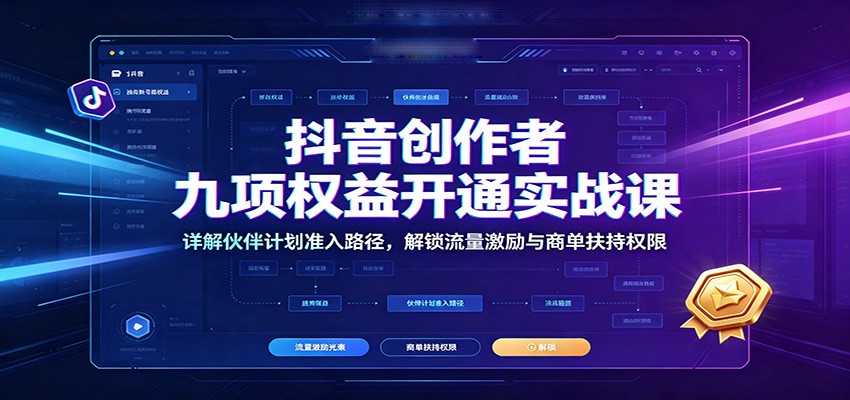 抖音创作者九项权益开通实战：伙伴计划准入与流量商单扶持详解