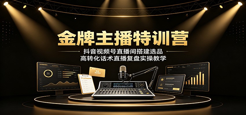 金牌主播特训营:抖音视频号直播间搭建选品话术与复盘实操 金牌主播特训营:抖音视频号直播间搭建选品话术与复盘实操