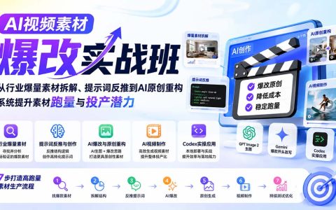 AI视频素材爆改实战班：爆量视频拆解+提示词反推，AI原创重构提升素材跑量投产