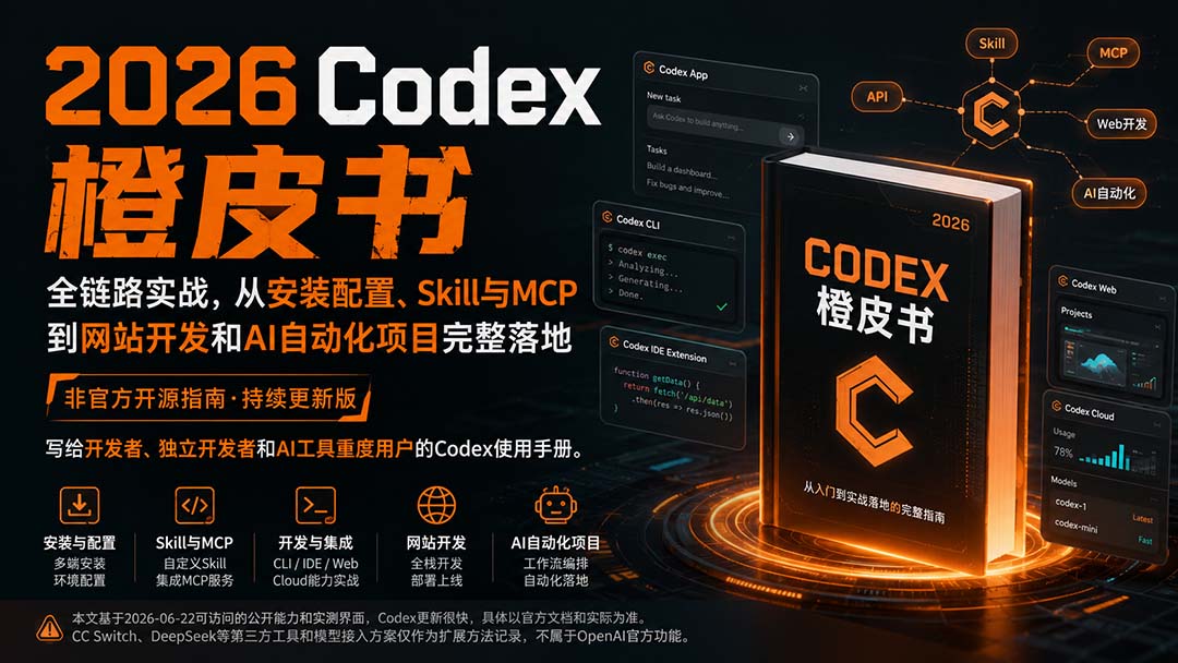 2026Codex橙皮书：安装配置、Skill与MCP实战，从网站开发到AI自动化项目落地