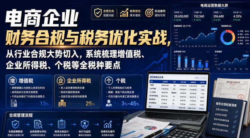 电商企业财税合规与税务优化实战：增值税、企业所得税、个税及直播带货涉税风险全解析