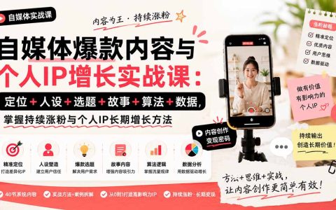 自媒体爆款课：定位人设选题故事算法，掌握持续涨粉与个人IP增长方法
