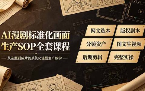 AI漫剧标准化生产SOP全套教程：网文选本版权改编分镜控图图文生视频剪辑实操