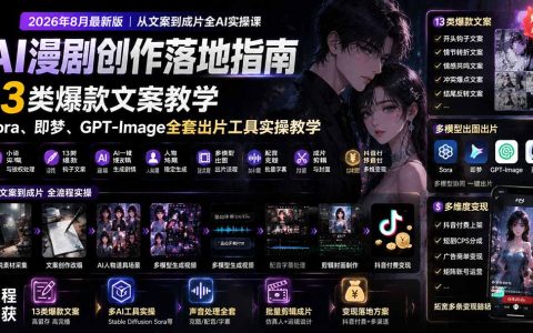AI漫剧制作全攻略：13种爆款文案+Sora即梦实操变现课