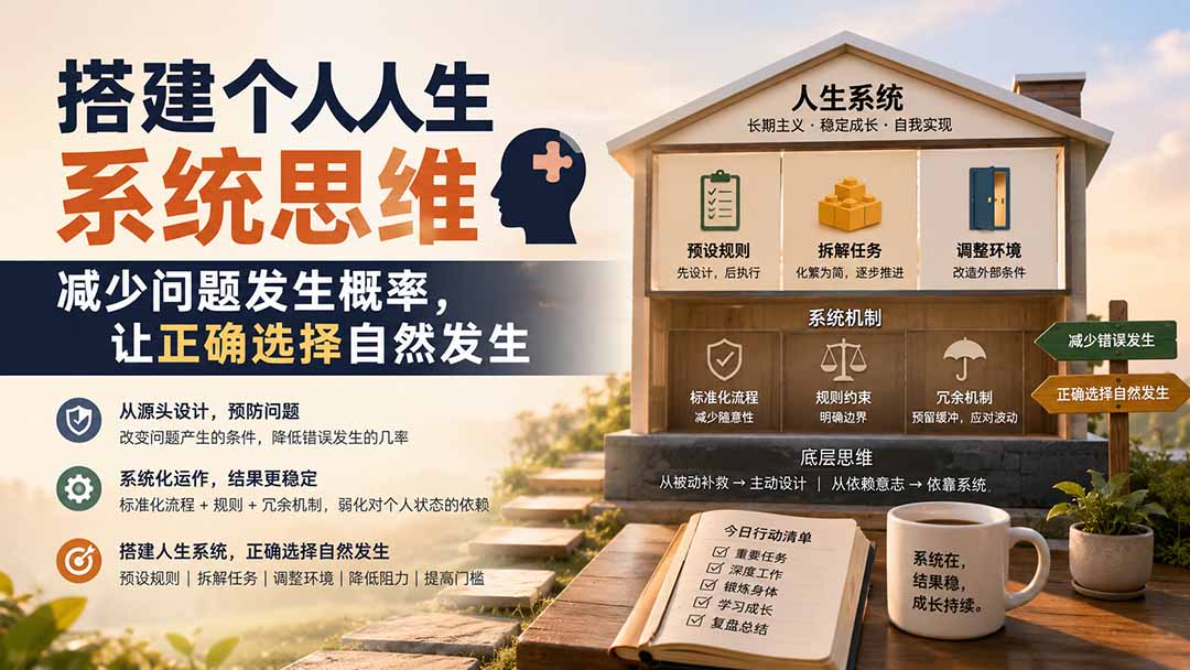 搭建个人人生系统思维：3步降低问题发生概率，让正确选择自然发生