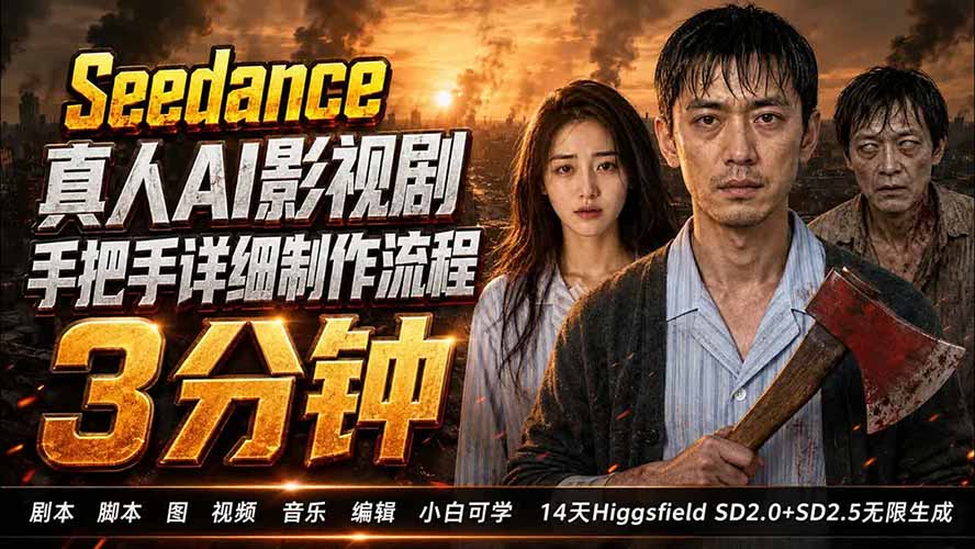 3分钟真人AI短剧制作教程：Higgsfield+Seedance 2.0从剧本到成片全流程