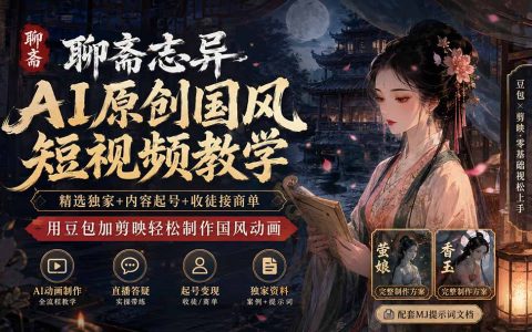 聊斋志异AI国风短视频制作教程，豆包+剪映零基础起号接商单变现
