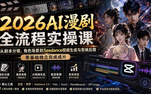 2026AI漫剧全流程实操：Seedance即梦剪映零基础分镜配音到成片变现