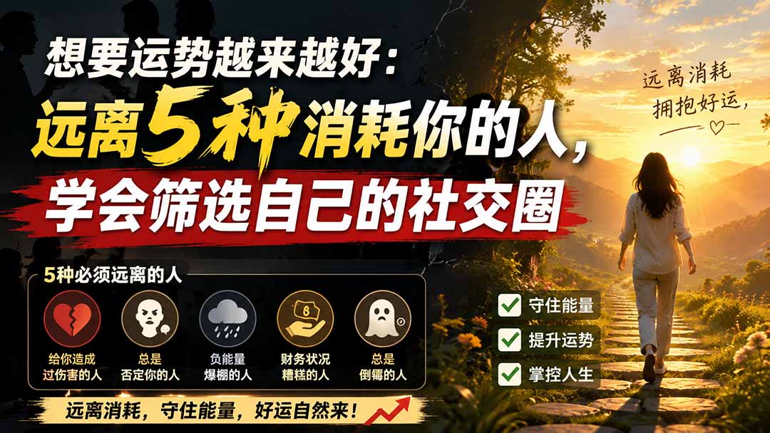 远离消耗你能量的人，这5种有毒社交圈要尽早筛掉，运势才会越来越好