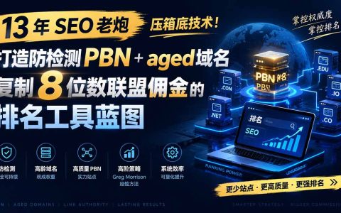 13年SEO老炮PBN实操课：aged域名站群防检测与排名权重传递技术
