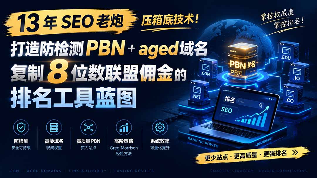 13年SEO老炮PBN实操课：aged域名站群防检测与排名权重传递技术