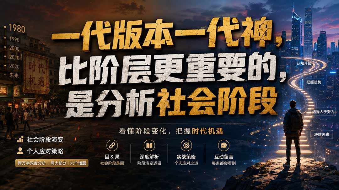 社会阶段决定阶层跃迁：普通人如何看懂时代版本抓住机遇