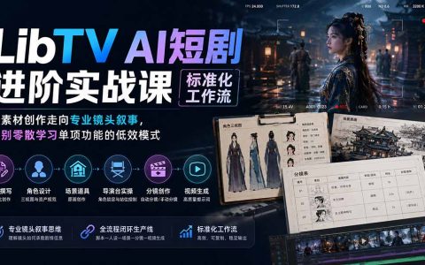 LibTV AI短剧进阶实操课：标准化工作流，从素材到专业镜头叙事，告别低效学习