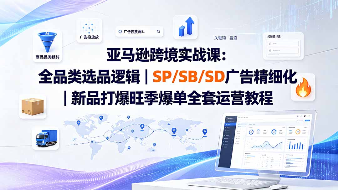 亚马逊跨境电商实战课：选品广告ACOS优化新品爆单运营教程