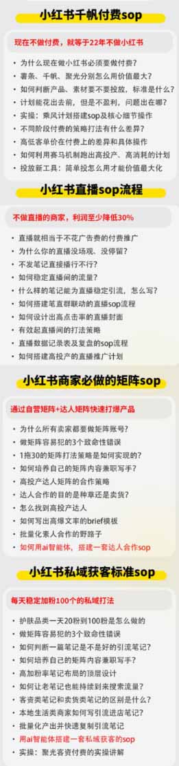 小红书高利润AI经营课：起号爆文+千枫付费+私域SOP，团队人效翻倍