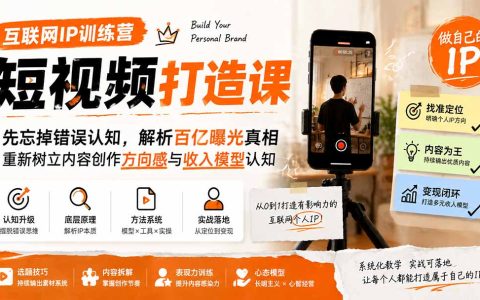 互联网IP训练营短视频打造课：解析百亿曝光真相，重塑内容创作方向感与收入模型认知