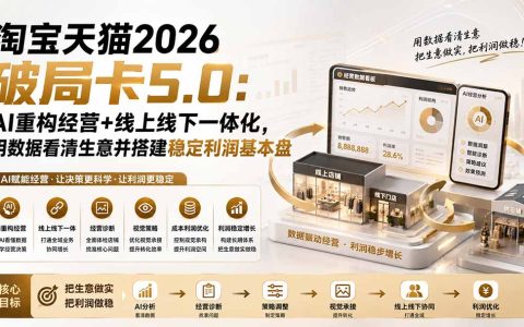 淘宝天猫2026破局卡5.0：AI数智化经营+线上线下一体化，电商老板稳定利润实战课