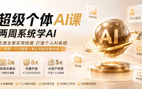 超级个体AI课2周系统学AI，掌握实用技能打造个人AI系统实现一人公司