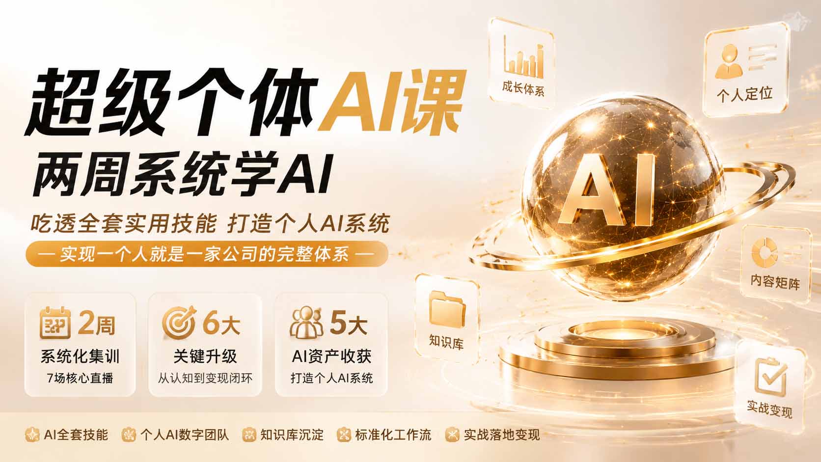 超级个体AI课2周系统学AI，掌握实用技能打造个人AI系统实现一人公司