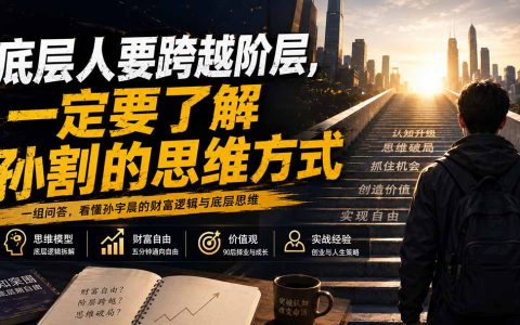 底层人跨越阶层必看：孙宇晨财富自由思维课，揭秘孙割赚钱逻辑