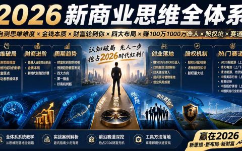 2026新商业思维全体系：自测思维维度，读懂金钱本质，选对赛道赚第一桶金