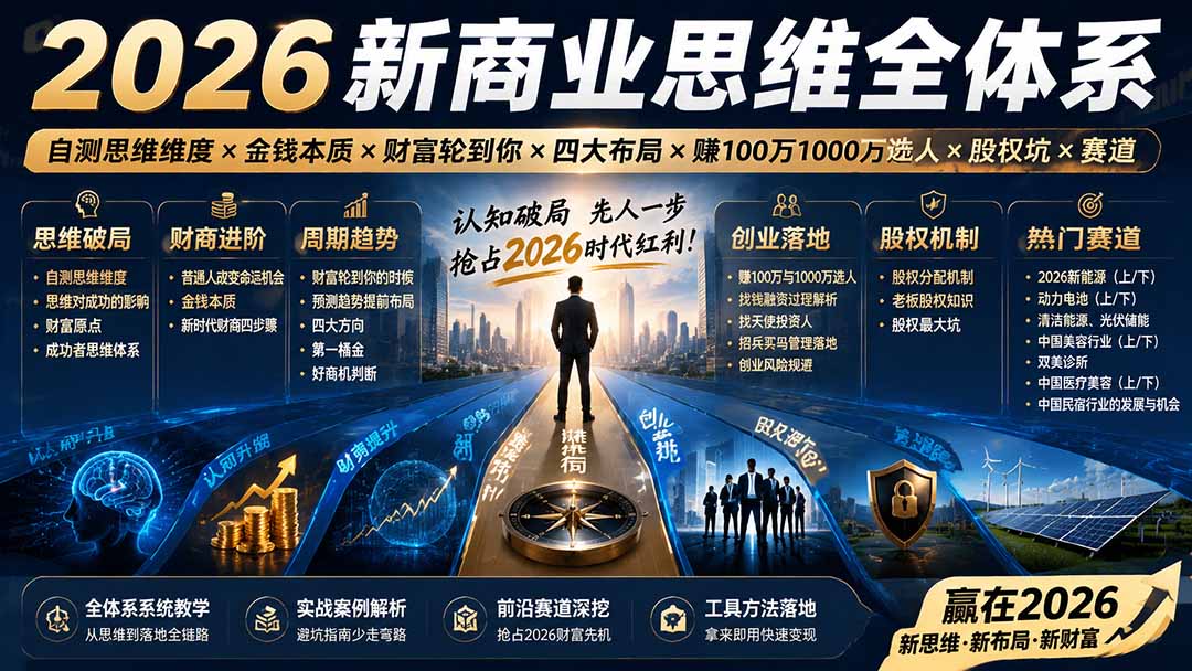 2026新商业思维全体系：自测思维维度，读懂金钱本质，选对赛道赚第一桶金