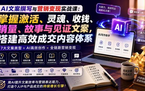 AI文案变现课：7大爆款文案框架，用ChatGPT高效写朋友圈与公众号成交文案
