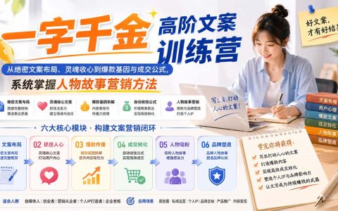 一字千金高阶文案训练营：从绝密布局、灵魂收心到爆款成交与人物故事营销