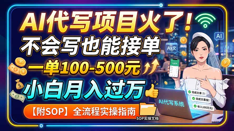 AI代写副业赚钱新风口，不会写也能接单变现过万【附工具+SOP】