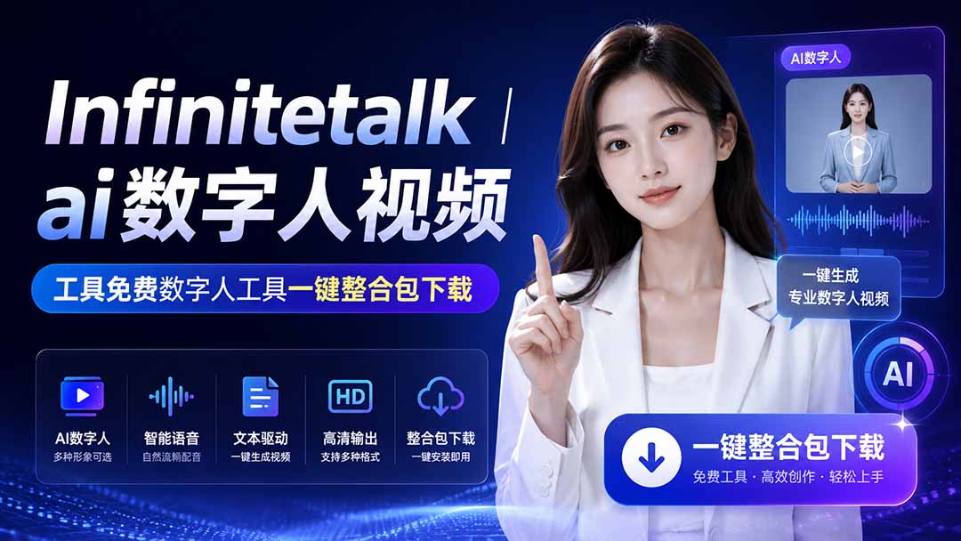Infinitetalk免费AI数字人工具一键整合包下载，解决网络问题小白适用