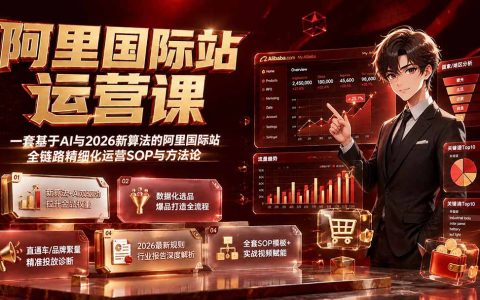 阿里国际站运营课：AI提效+2026新算法，金品店铺权重拉升与爆品打造SOP
