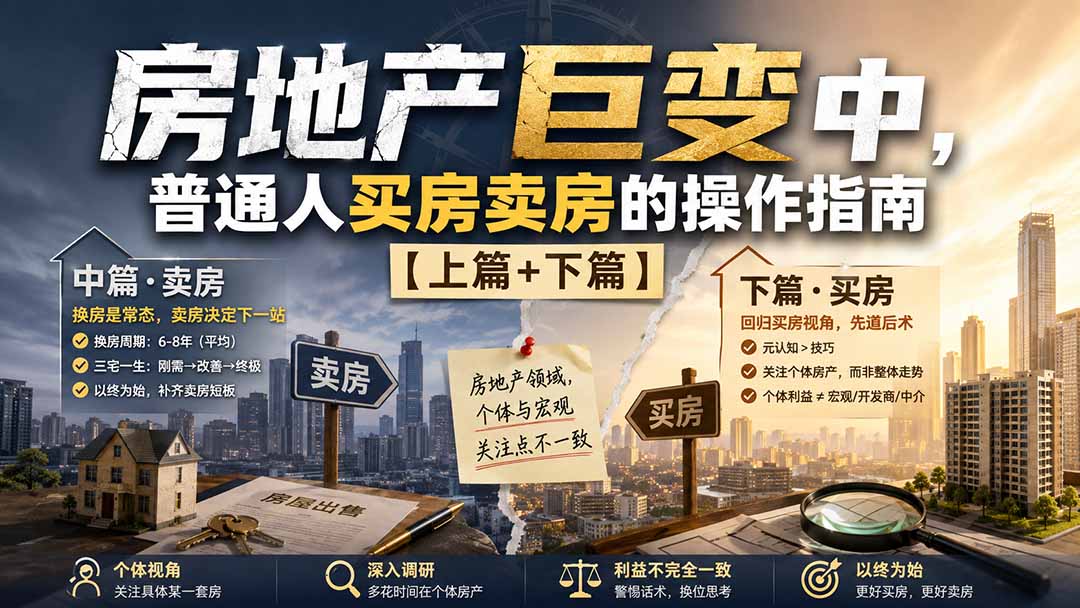 付费文章：房地产分化巨变下，普通人买房卖房实操指南（上中下）