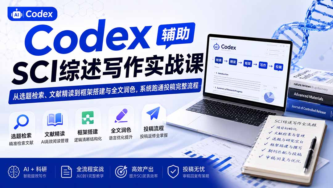 Codex辅助SCI综述写作实战课：从文献检索到投稿返修全流程