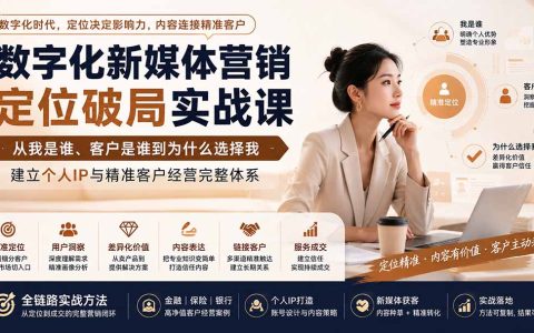 数字化新媒体营销定位破局实战课：从我是谁、客户是谁到为什么选择我，建立个人IP与精准客户经营完整体系