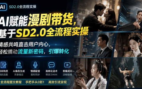 AI赋能漫剧带货，SD2.0全流程实操，情感共鸣撬动流量，引爆转化新密码