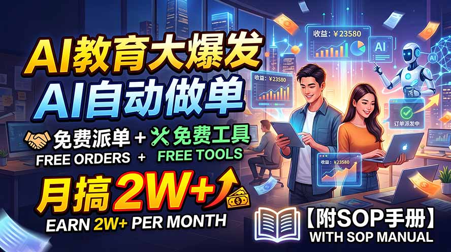 AI教案副业实操，老师用AI工具变现2W+，免费派单附SOP