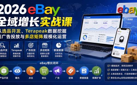 2026Vincent eBay全域增长实战课：Terapeak选品开发与广告投放多店矩阵运营