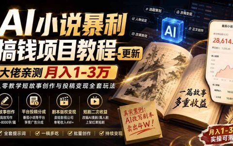 AI小说变现教程：番茄小说变现1-3万，短故事提示词写作投稿全攻略