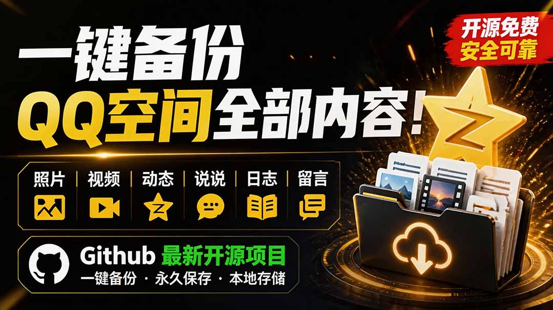 一键备份QQ空间全部内容！照片视频动态本地保存，QzoneArchive开源工具