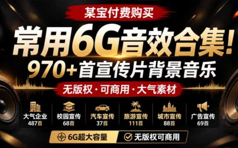 970首宣传片BGM商用无版权，6G音效素材多场景适用