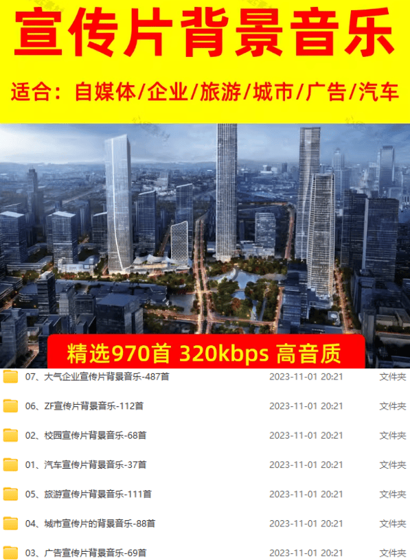 970首宣传片BGM商用无版权，6G音效素材多场景适用